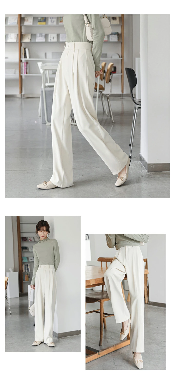 テーラード パンツ レディース ワイドパンツ ボトムス ストレートレッグ ロング パンツ feiliya1363