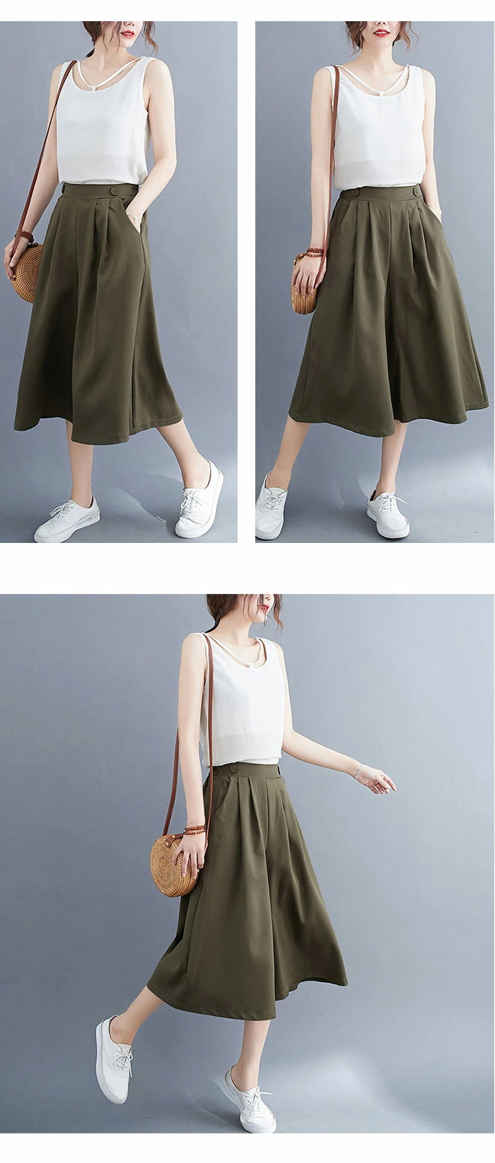 ガウチョパンツ レディース ワイドパンツ キュロット スカーチョ スカンツ クロップドパンツ 七分丈 yf247