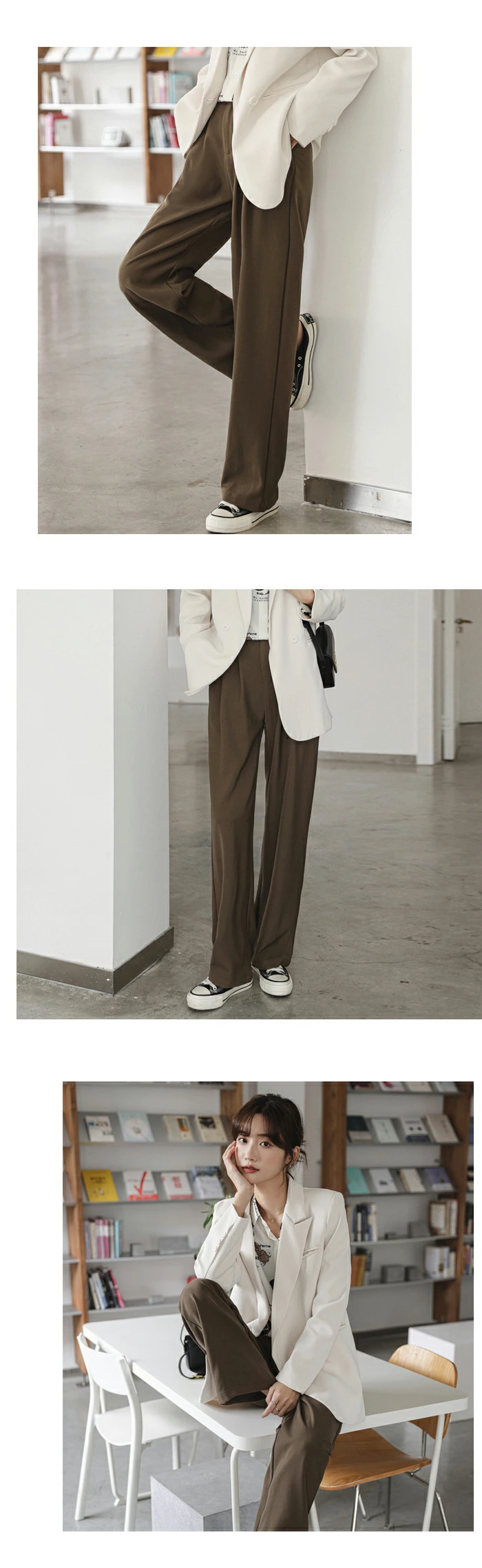 テーラード パンツ レディース ワイドパンツ ボトムス ストレートレッグ ロング パンツ feiliya1363