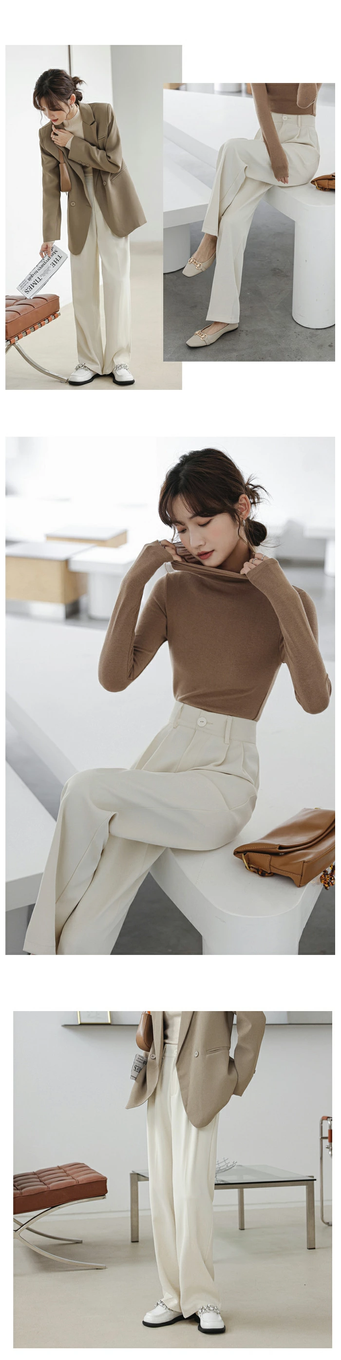 テーラード パンツ レディース ワイドパンツ ボトムス ストレートレッグ ロング パンツ feiliya1363