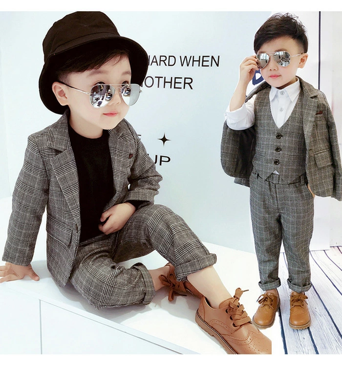 子供 スーツ 男の子 スーツ 男の子 フォーマル チェック柄 キッズスーツ4点セット 88816