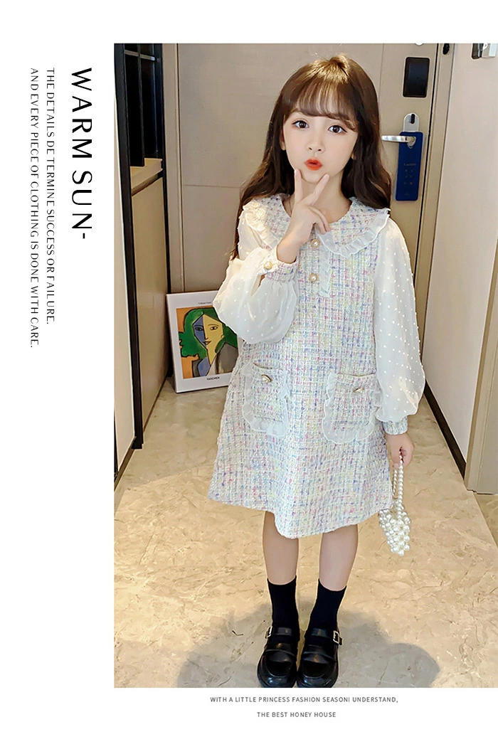 子供服 女の子 ワンピース 長袖 ガールズ フォーマル スーツ レイヤード 可愛い 通学 入園式 nxtong001