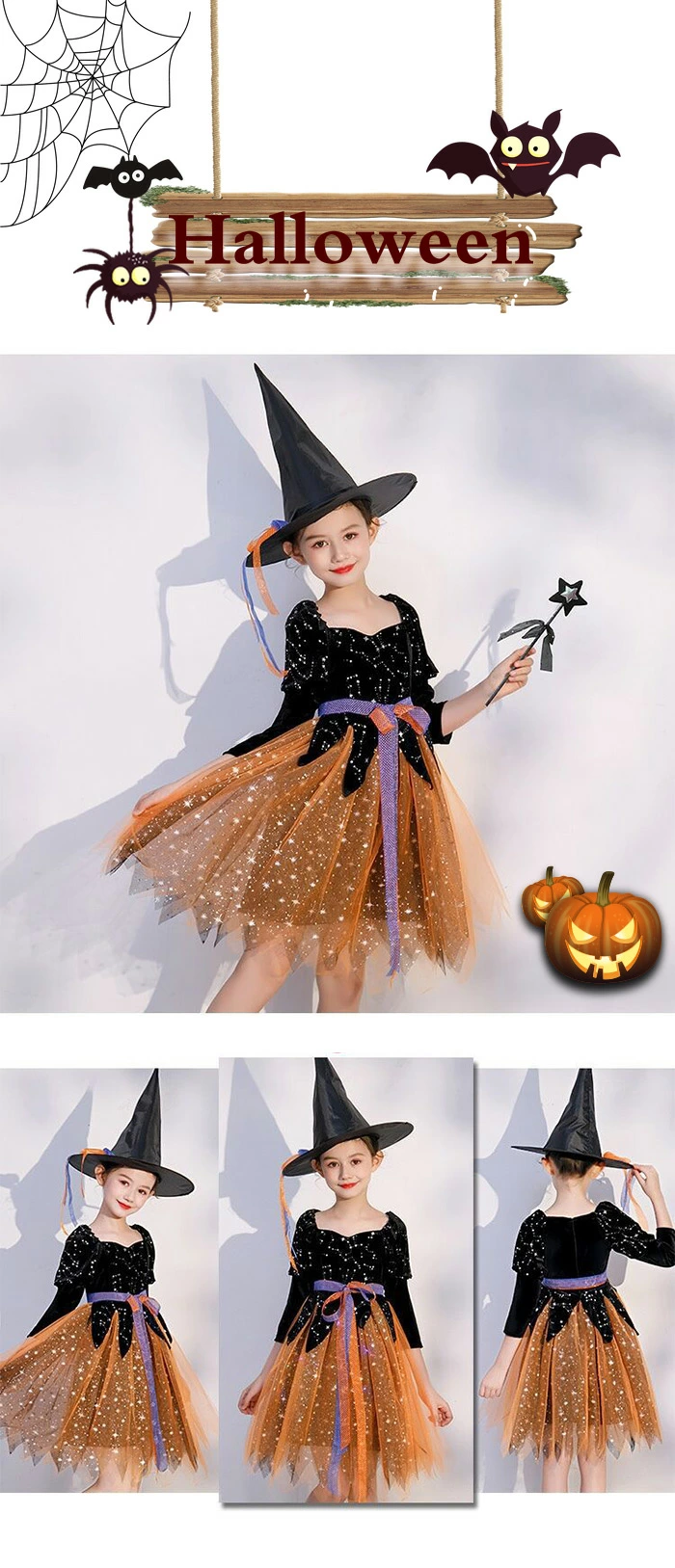 3点セット コスプレ コスチューム ハロウィン 仮装 子供服 ワンピース 女の子 gaoy001