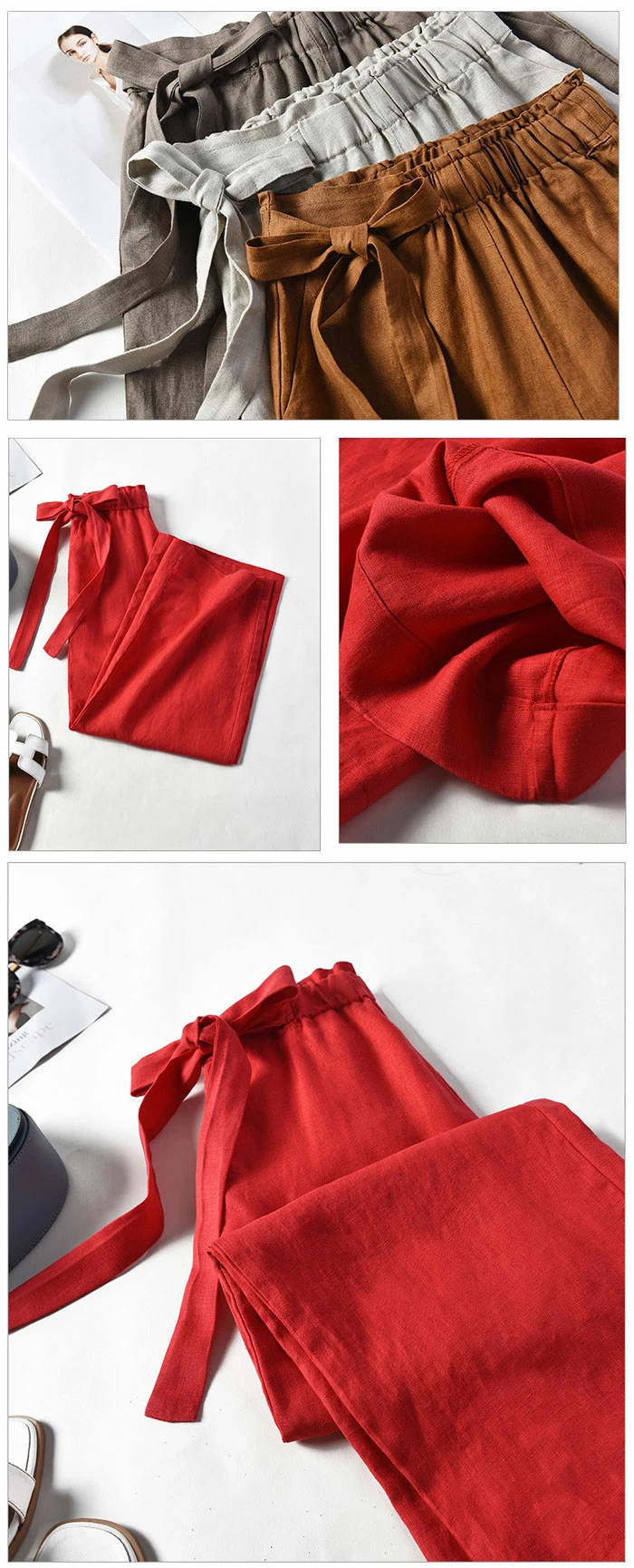 ワイドパンツ レディース パンツ 綿麻 ゆったり 9分丈 上質 大きいサイズ ssjl809628