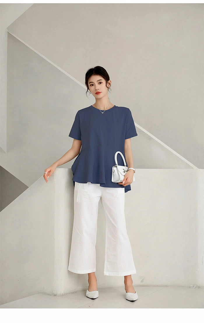 tシャツ レディース 半袖 プルオーバー 半袖 フリル トップス langzi0516