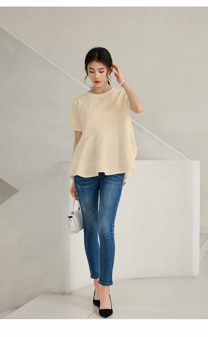 tシャツ レディース 半袖 プルオーバー 半袖 フリル トップス langzi0516