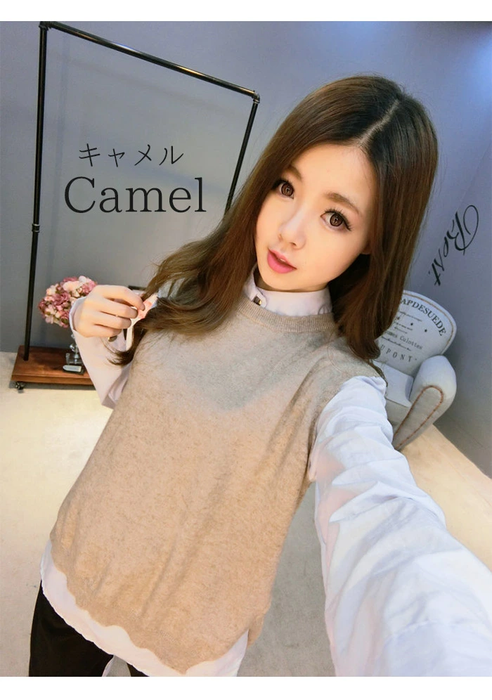ニットベスト レディース ニット トップス プルオーバー ゆったり サイドスリット yongshj56