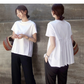 バックプリーツ 半袖 ブラウス レディース リネン バックフリル シャツ 無地 プリーツ Tシャツ  ani5032