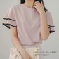 フリル袖 半袖 ブラウス シフォン ブラウス シャツ チュニック 半袖tシャツ langzi92152