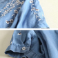 デニム ワンピース 夏 半袖 膝丈 きれいめ オシャレ ブラウス aqh-s23591
