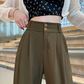テーラード パンツ レディース ハイウエスト ストレートレッグ ロングパンツ ruitongx059