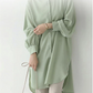 シャツワンピ ロングシャツ シャツ ワンピース レディース 立ち襟 シフォン