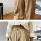 ワイドパンツ レディース ロング パンツ ハイウエスト タックmuchen001